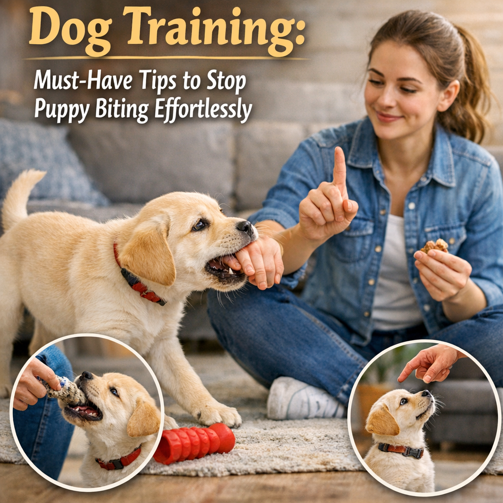 Illustration of Dog Training: Must-Have Tips to Stop Puppy Biting Effortlessly